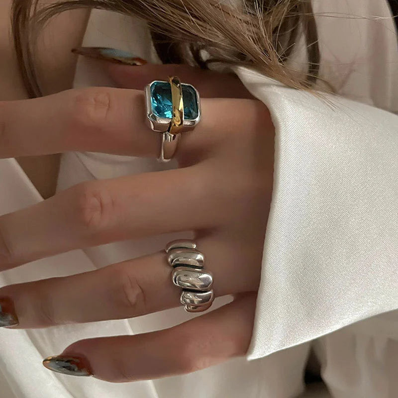 Blue Zirconia Square Ring