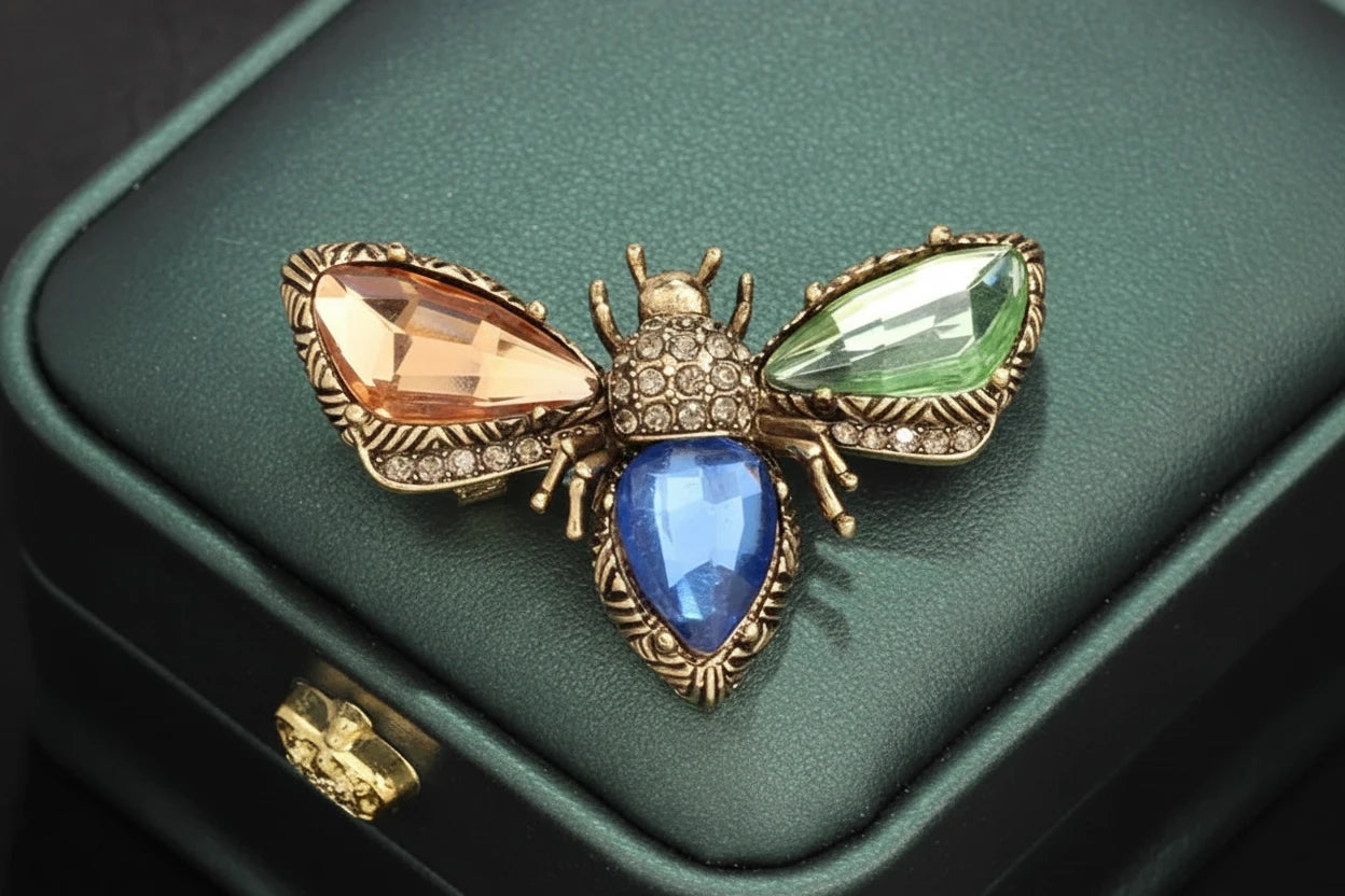 Jeweled Wings Rhinestone Brooch
