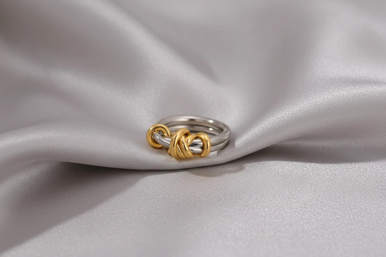 Two Tone Spiral Rope Ring