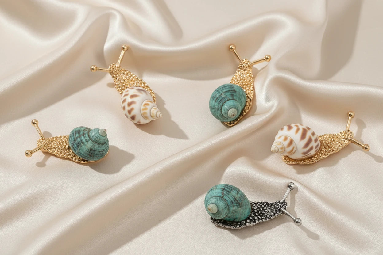 Snail Rhinestone Inlaid Brooch