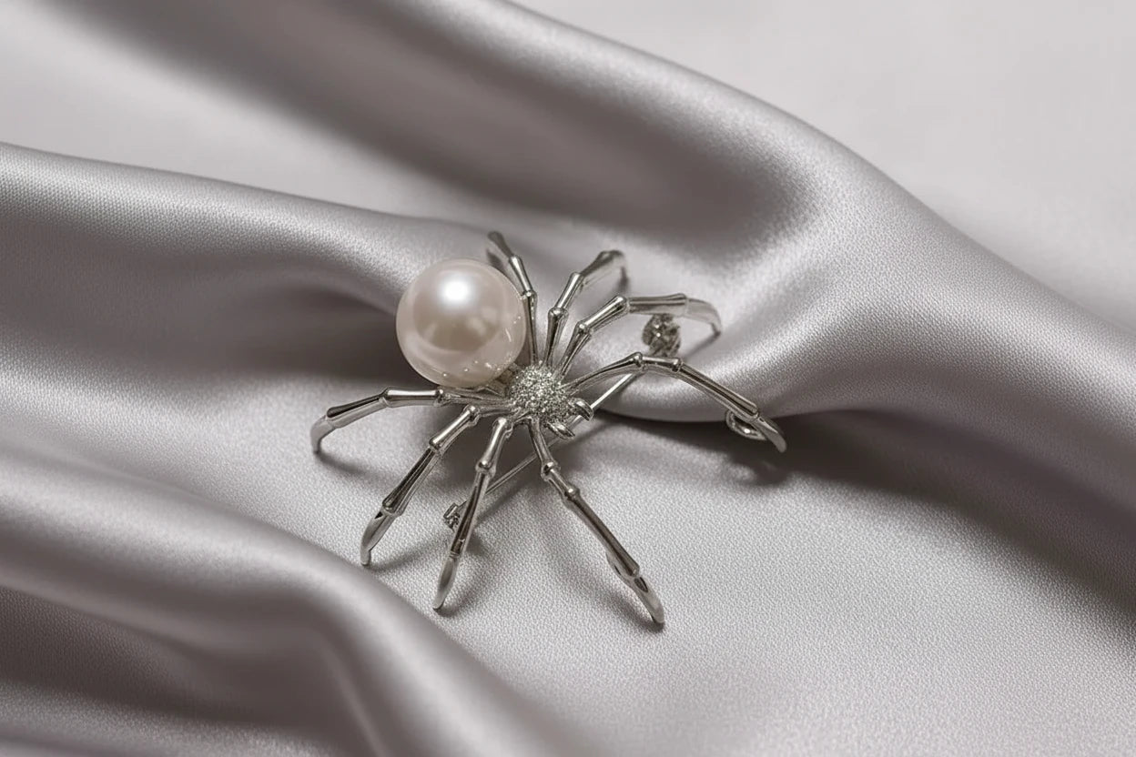 Pearl Spider Brooch