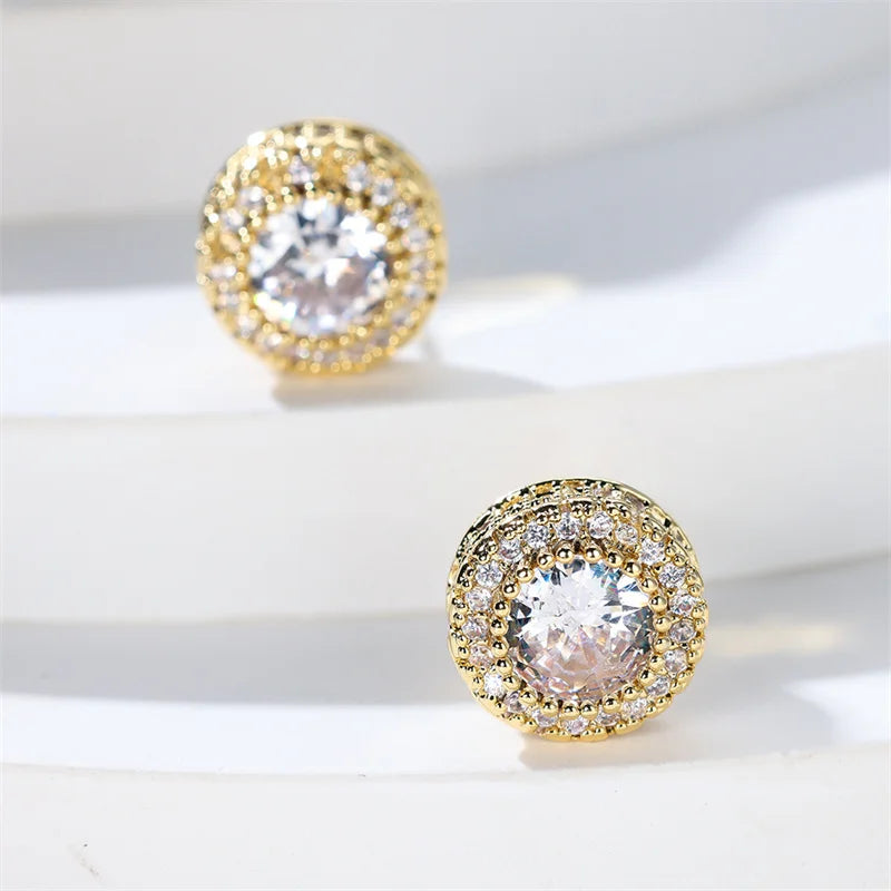 Cubic Zirconia Rondelle Stud Earrings