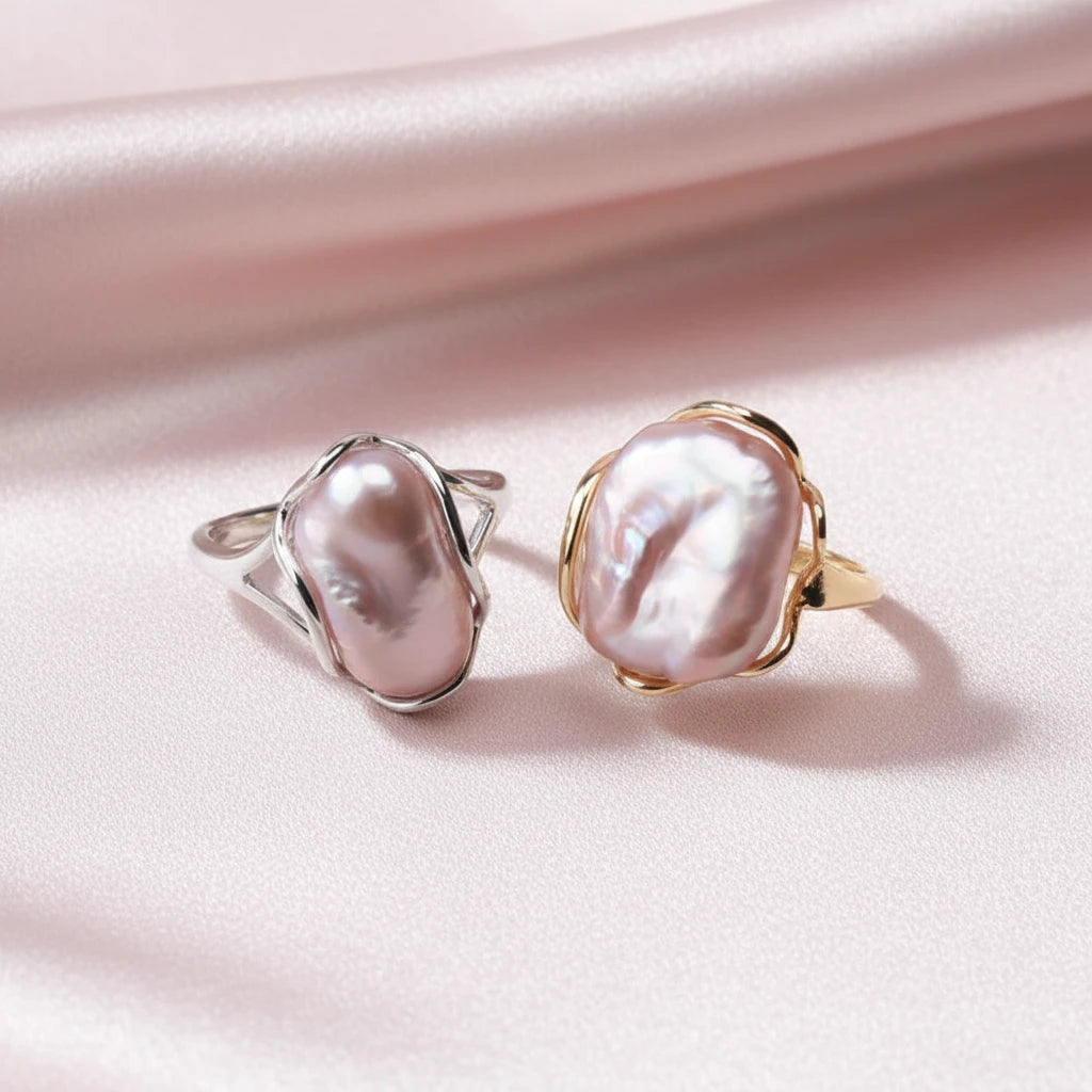 Baroque Square Pearl Ring
