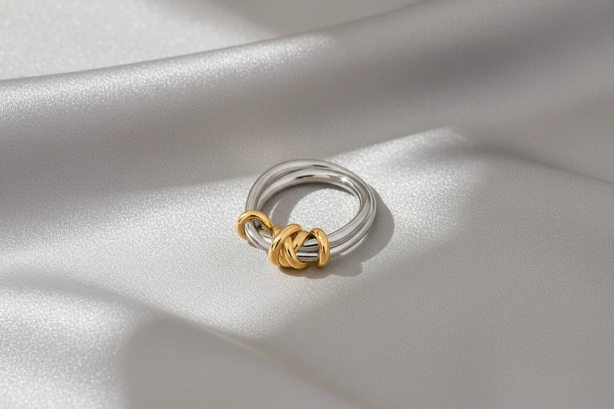 Two Tone Spiral Rope Ring