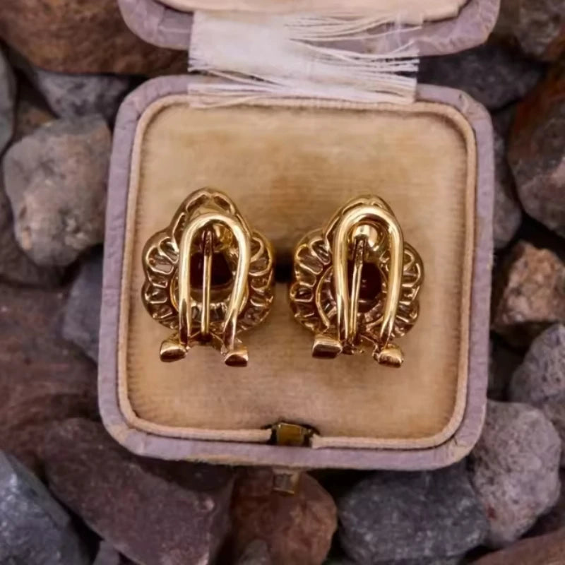 Inlaid Zirconia Ruby Earrings