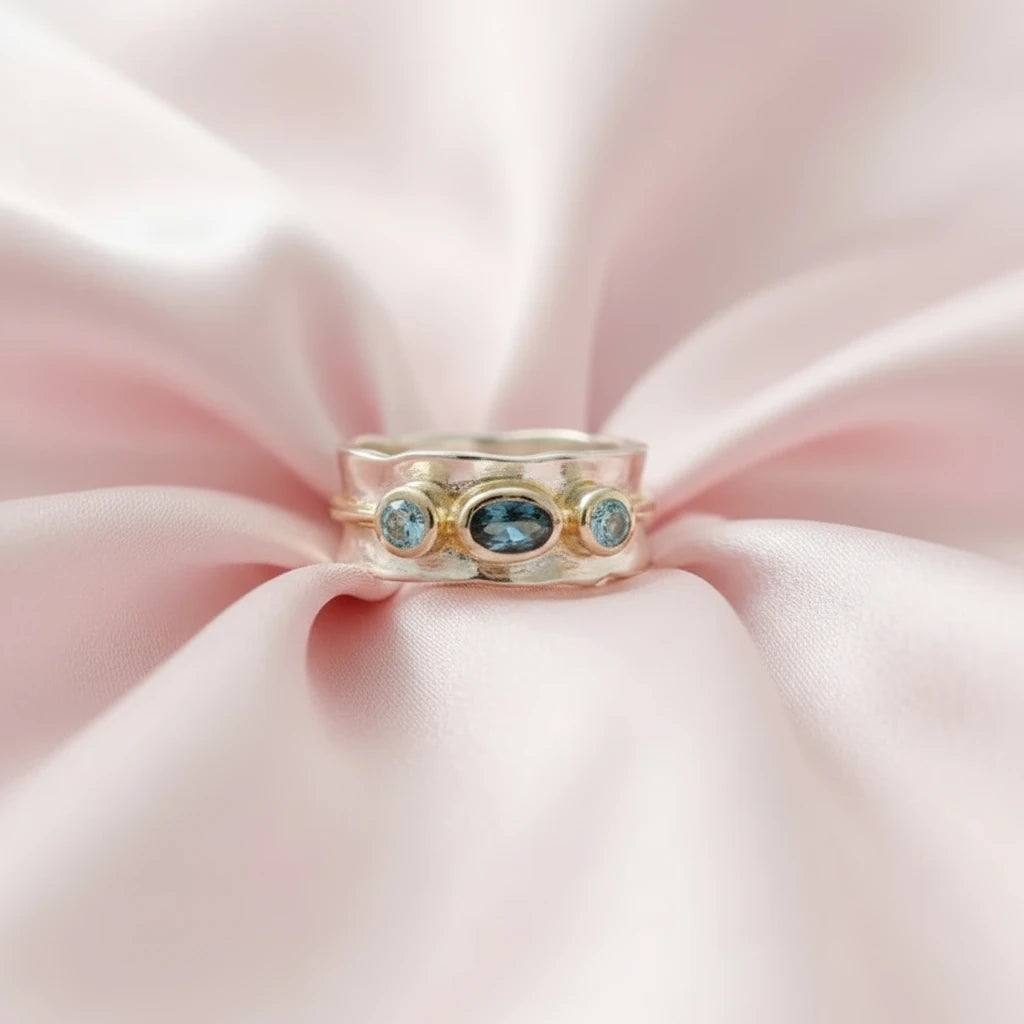 Three stone Bezel Band