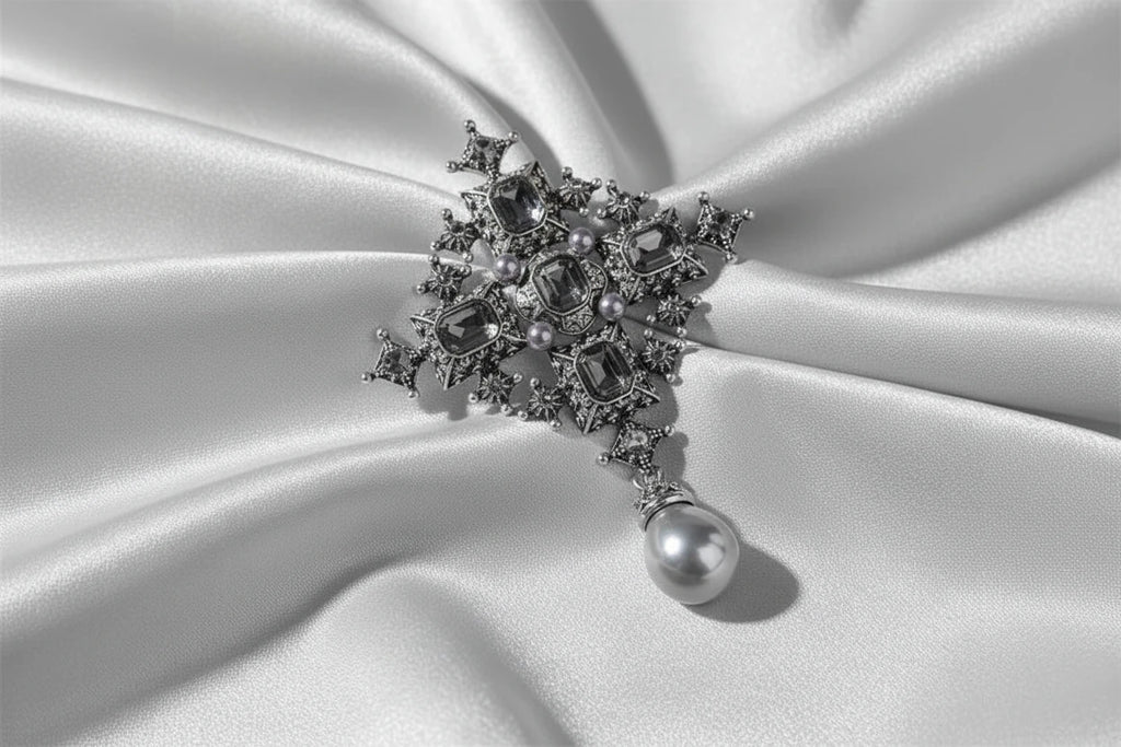 Baroque Crossed Rhinestone Brooch