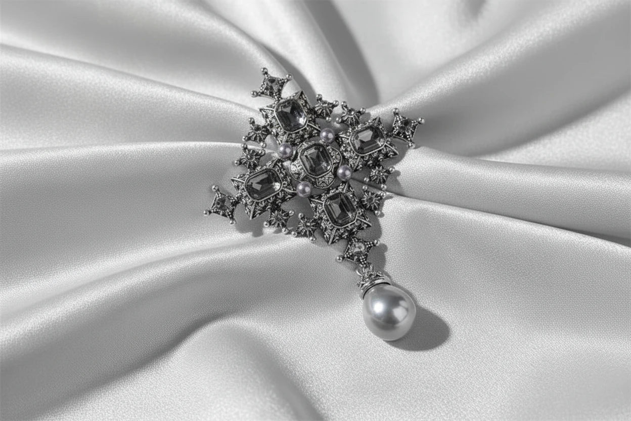 Baroque Crossed Rhinestone Brooch