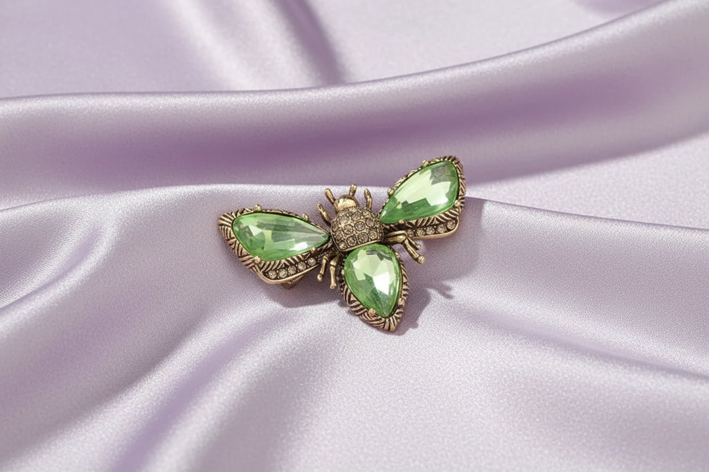 Jeweled Wings Rhinestone Brooch