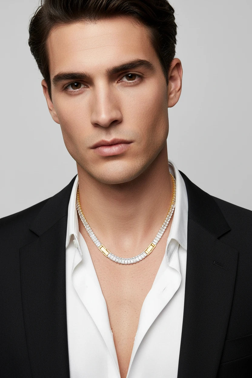 Luxury Rectangular Gemstone Necklace & Bracelet