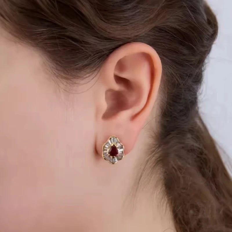 Inlaid Zirconia Drop Earrings