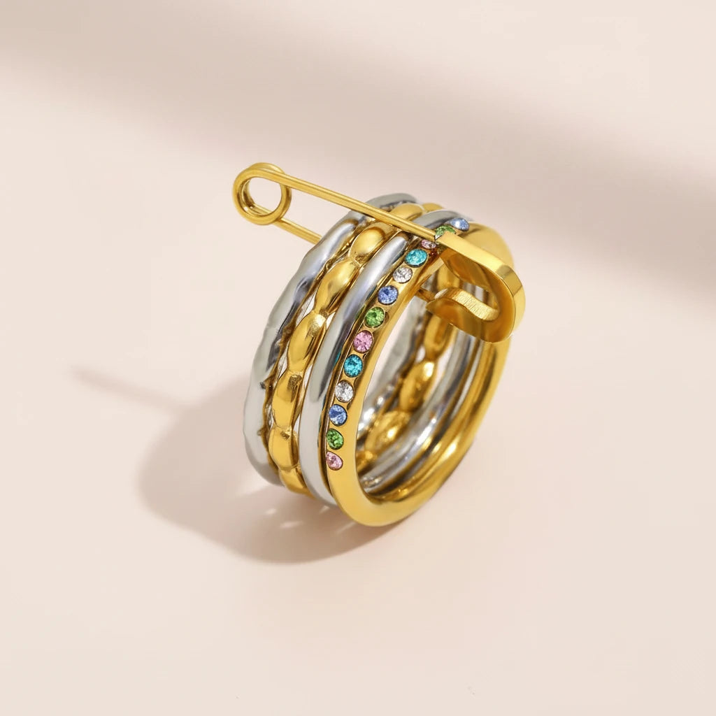 Loop Buckle 4-Layer Stainless Steel Ring