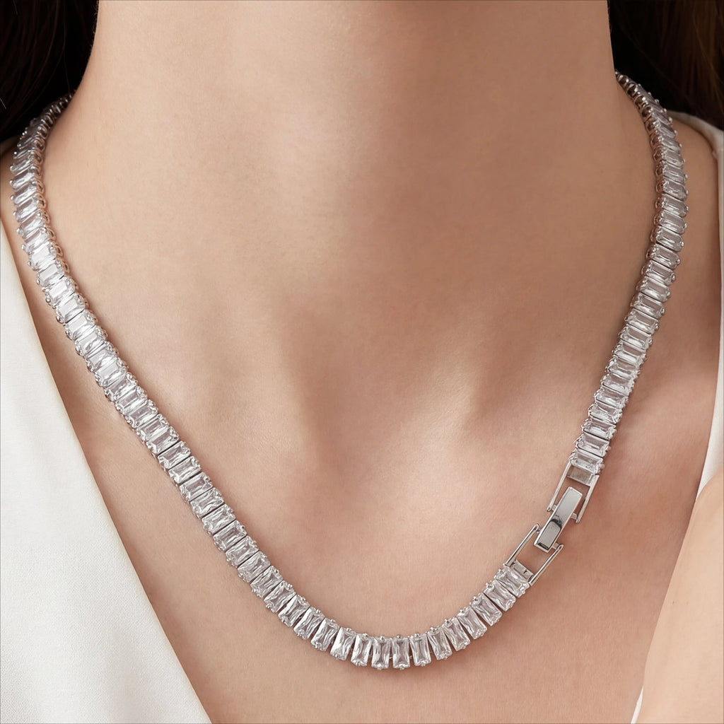 Luxury Rectangular Gemstone Necklace & Bracelet
