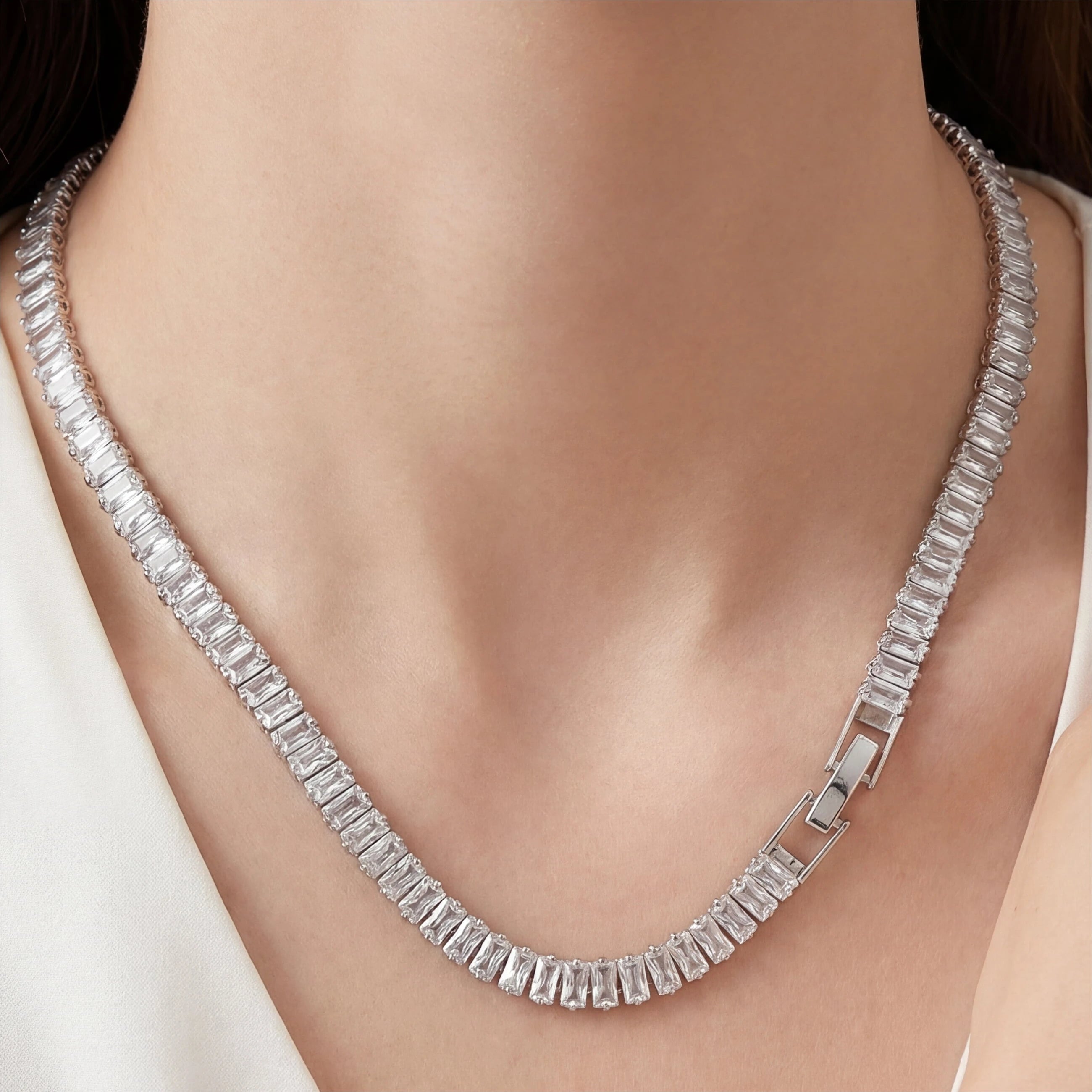 Luxury Rectangular Gemstone Necklace & Bracelet