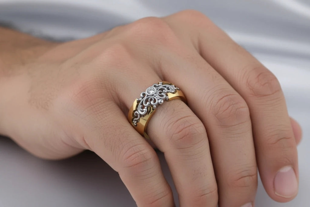 Two-Tone Inlaid Hollow Ring
