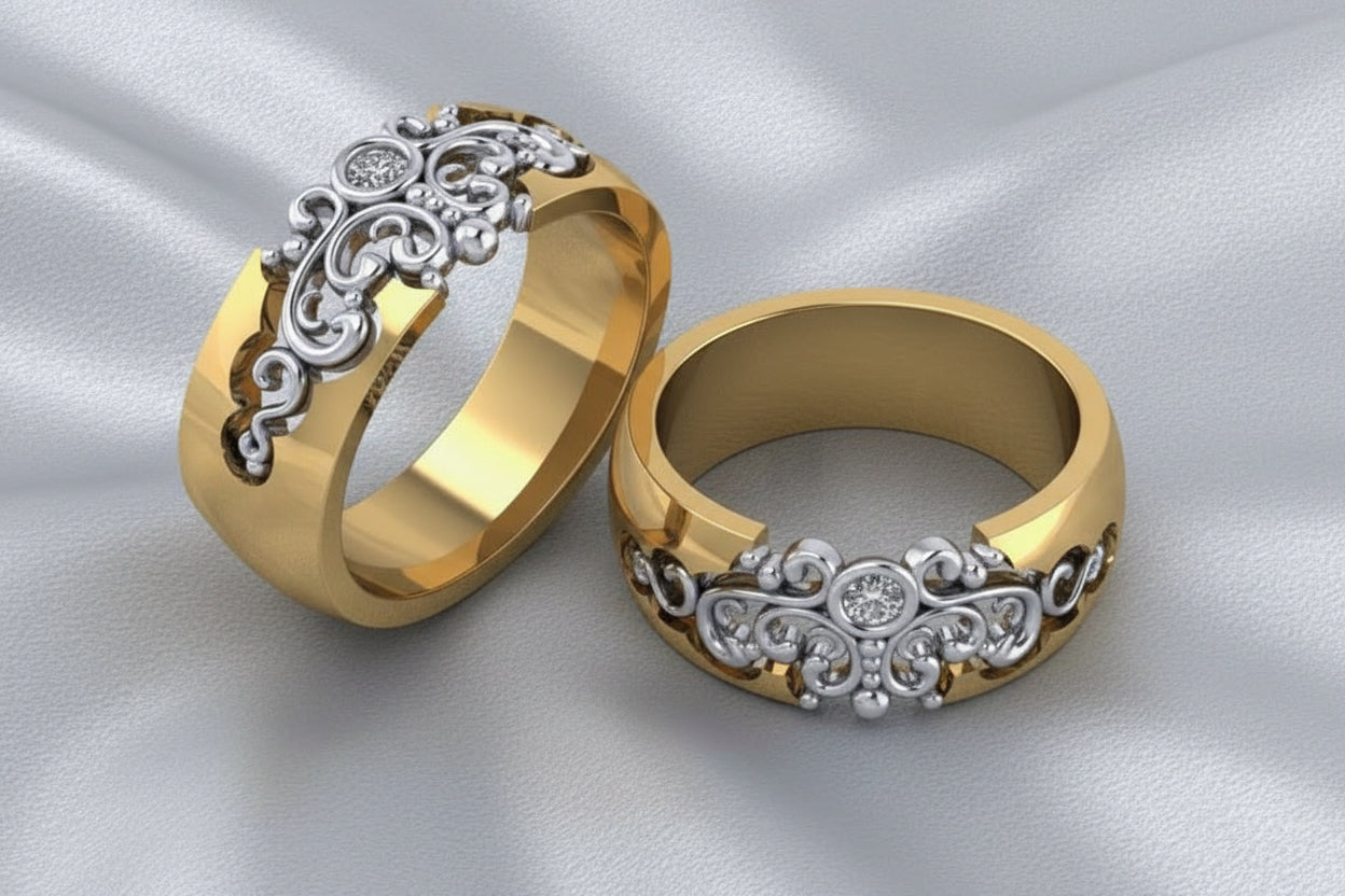 Two-Tone Inlaid Hollow Ring
