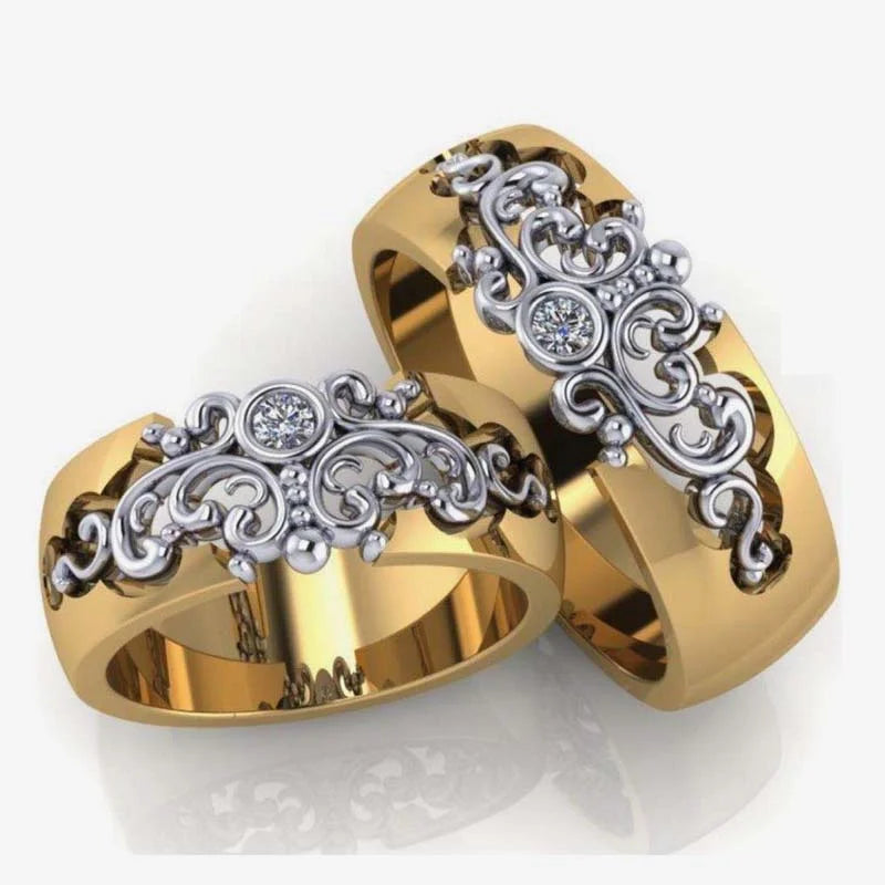 Two-Tone Inlaid Hollow Ring