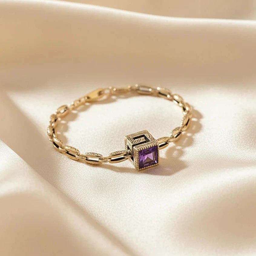 Square Purple Zirconia Bracelet