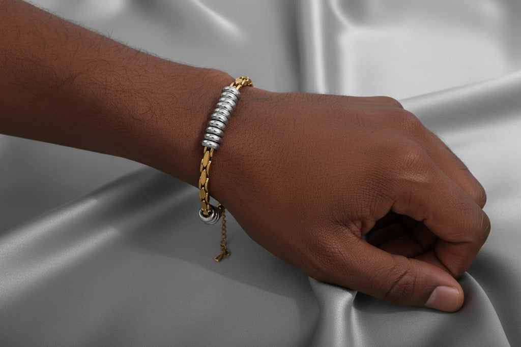Hollow Circle Bead Geometric Chain Bracelet