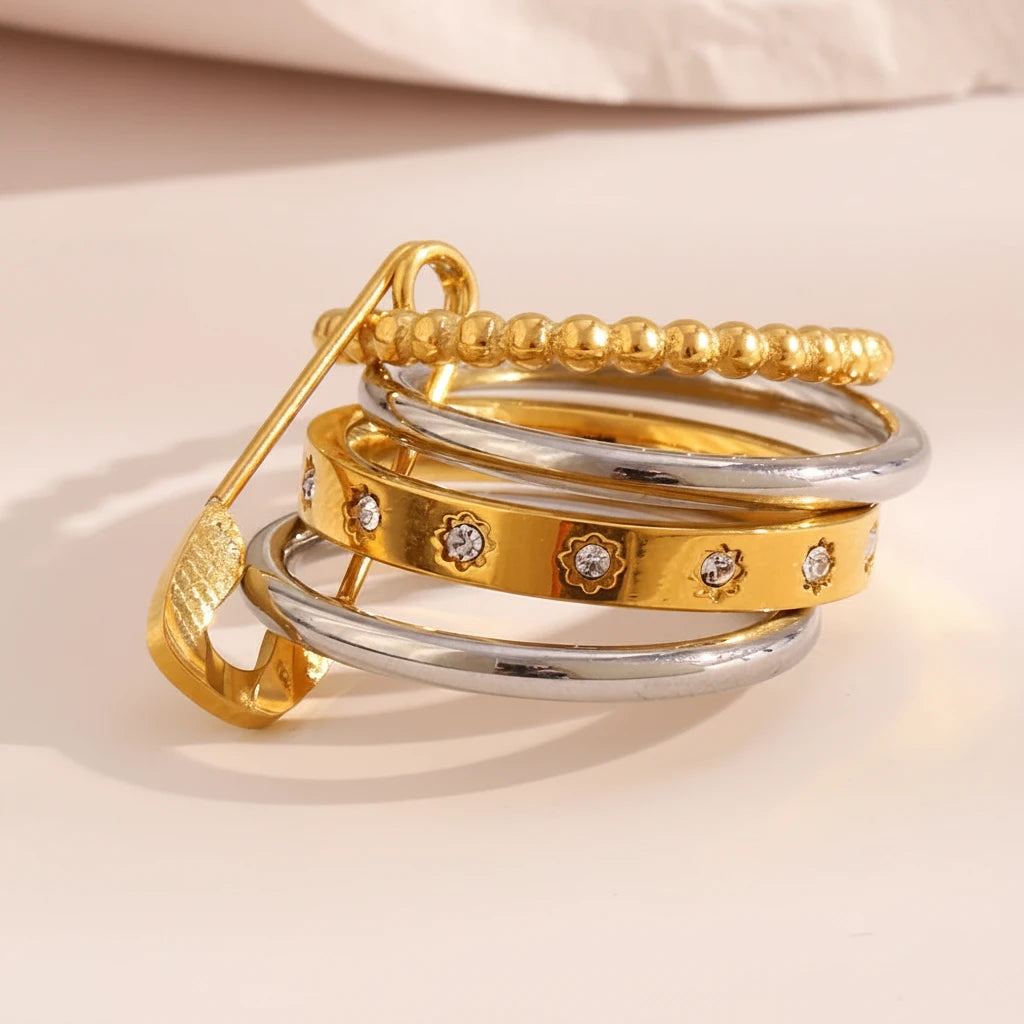 Loop Buckle 4-Layer Stainless Steel Ring