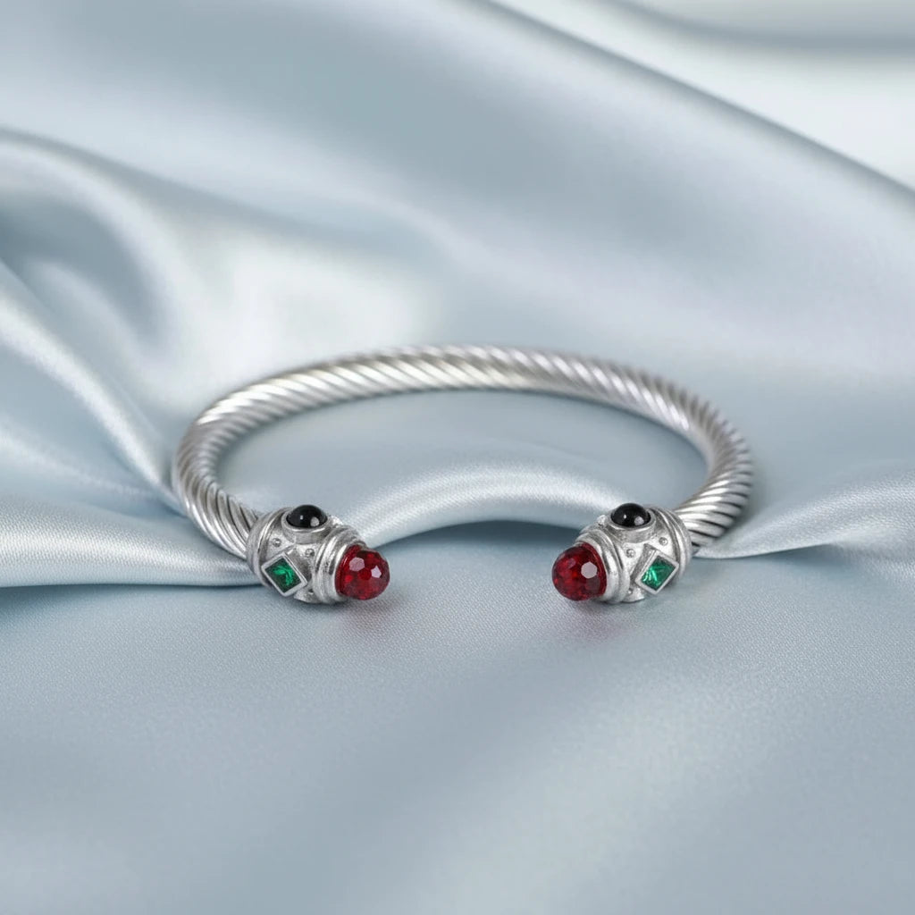 Wire Twist Adjustable Luxury Gemstone Bracelet