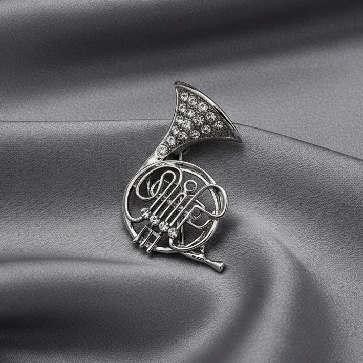 Rhinestone Musical Instrument Brooch
