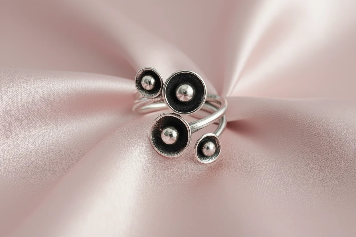 Retro Floral Sterling Silver Ring