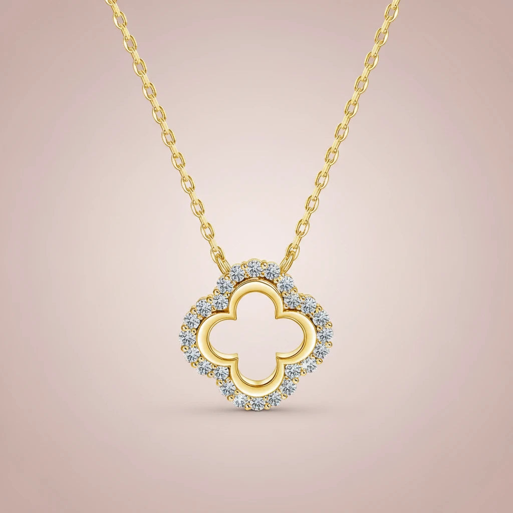 Four Leaf Clover Moissanite Pendant Necklace