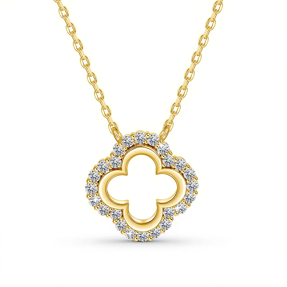 Moissanite 18k PVD Four Leaf Clover Necklace