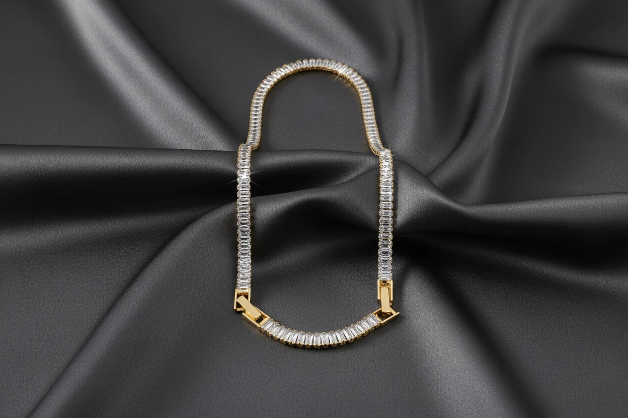 Luxury Rectangular Gemstone Necklace & Bracelet