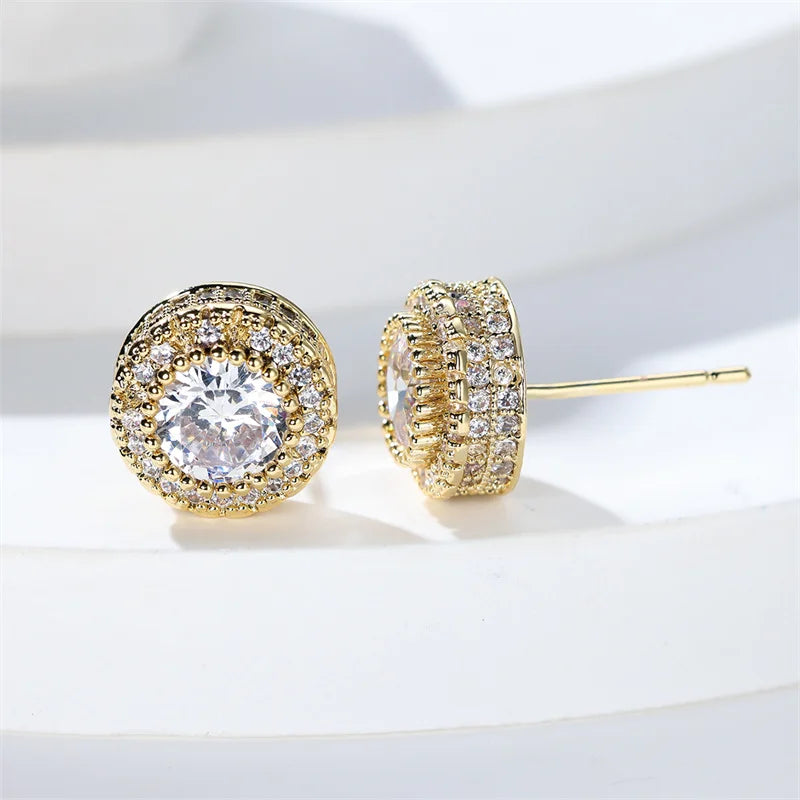 Cubic Zirconia Rondelle Stud Earrings