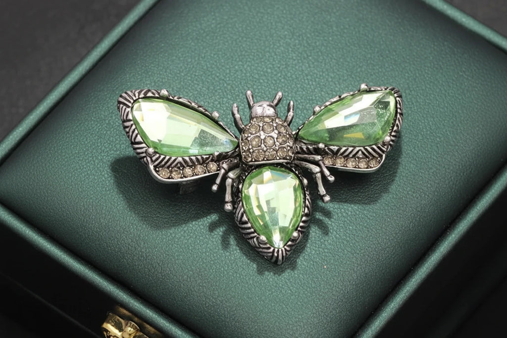 Jeweled Wings Rhinestone Brooch