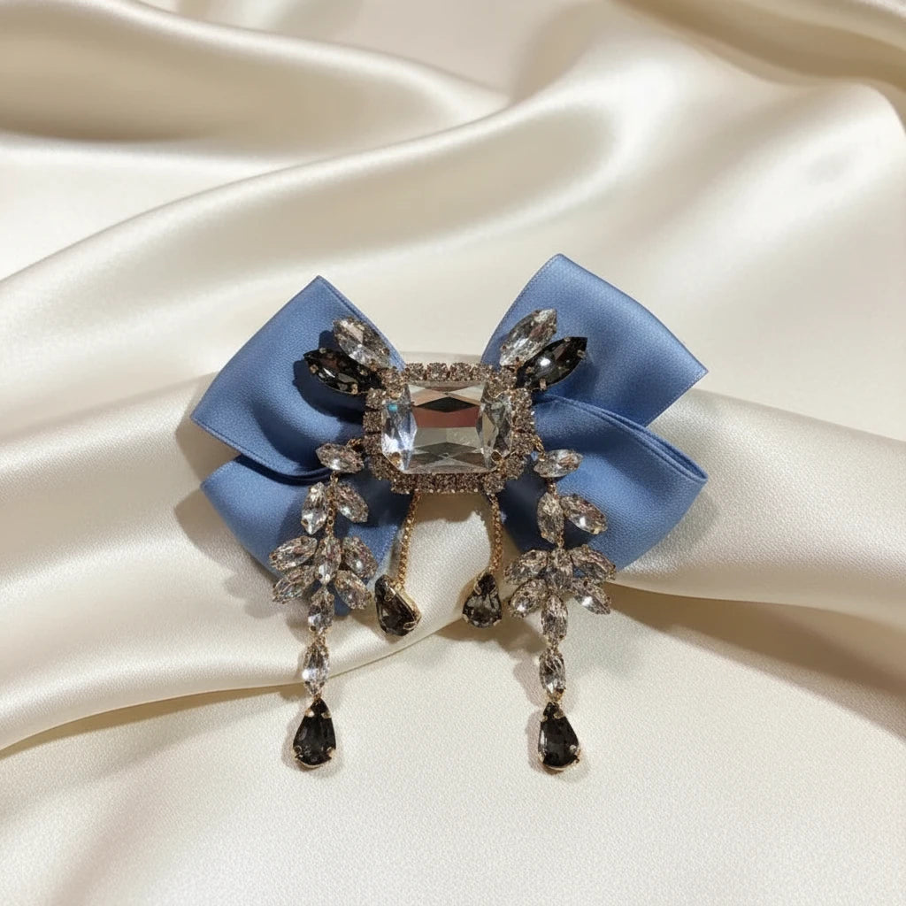 Shirt Collar Bowtie Rhinestone Brooch