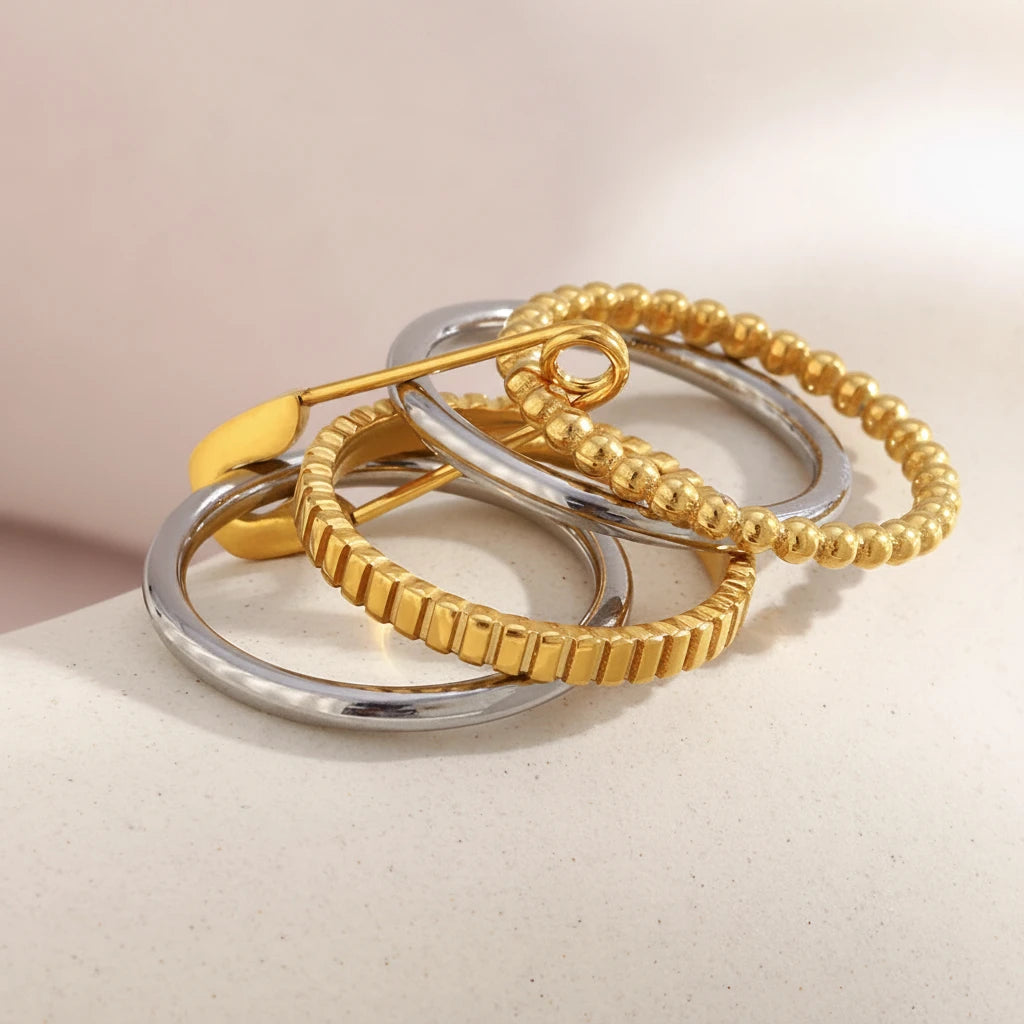 Loop Buckle 4-Layer Stainless Steel Ring