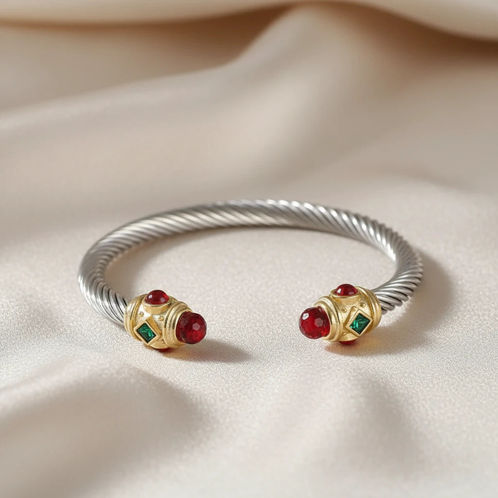 Wire Twist Adjustable Luxury Gemstone Bracelet