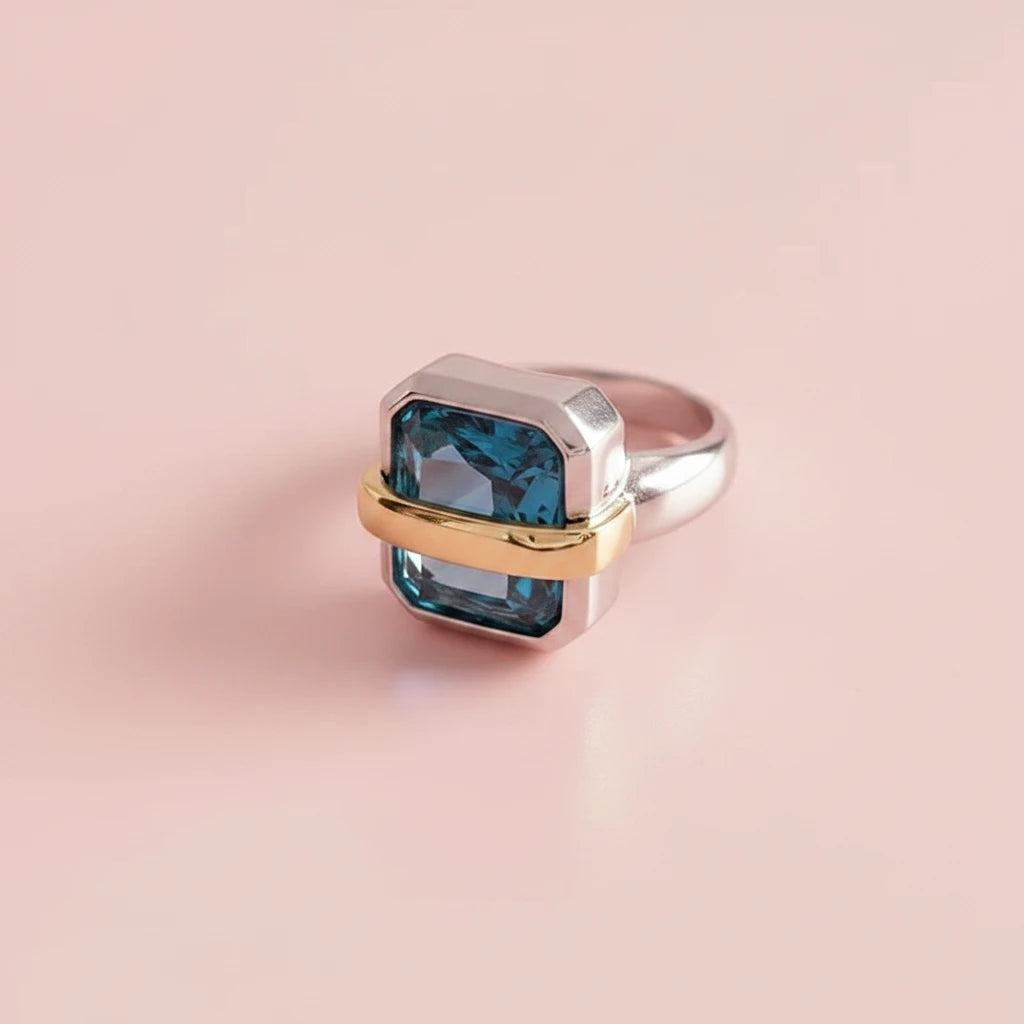Blue Zirconia Square Ring
