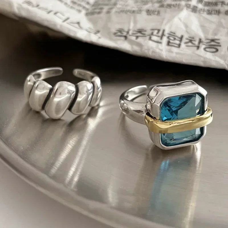 Blue Zirconia Striped Ring