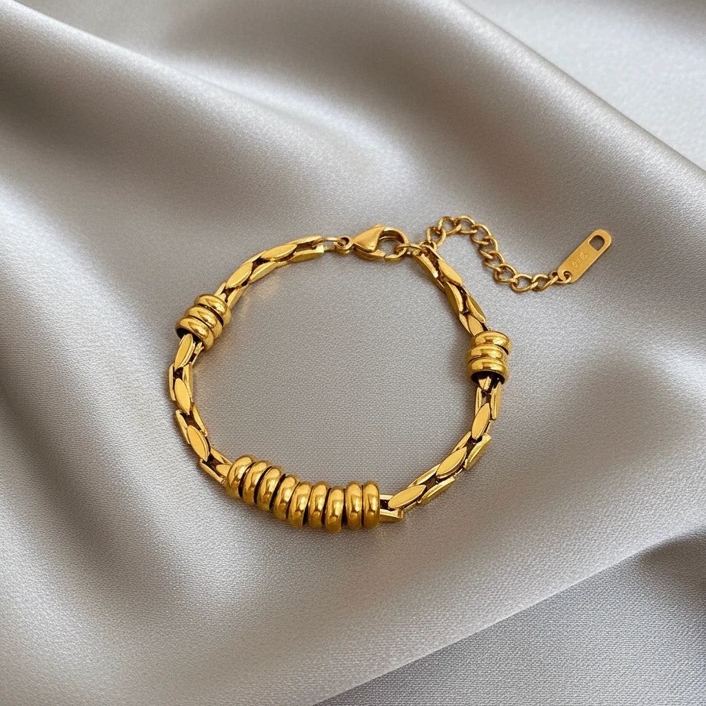 Hollow Circle Bead Geometric Chain Bracelet