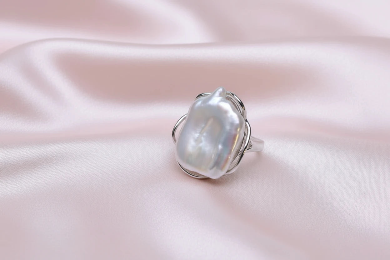 Baroque Square Pearl Ring