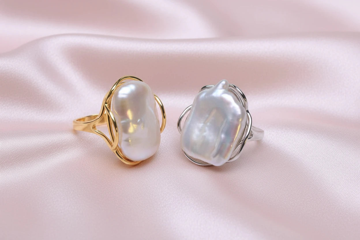 Baroque Square Pearl Ring