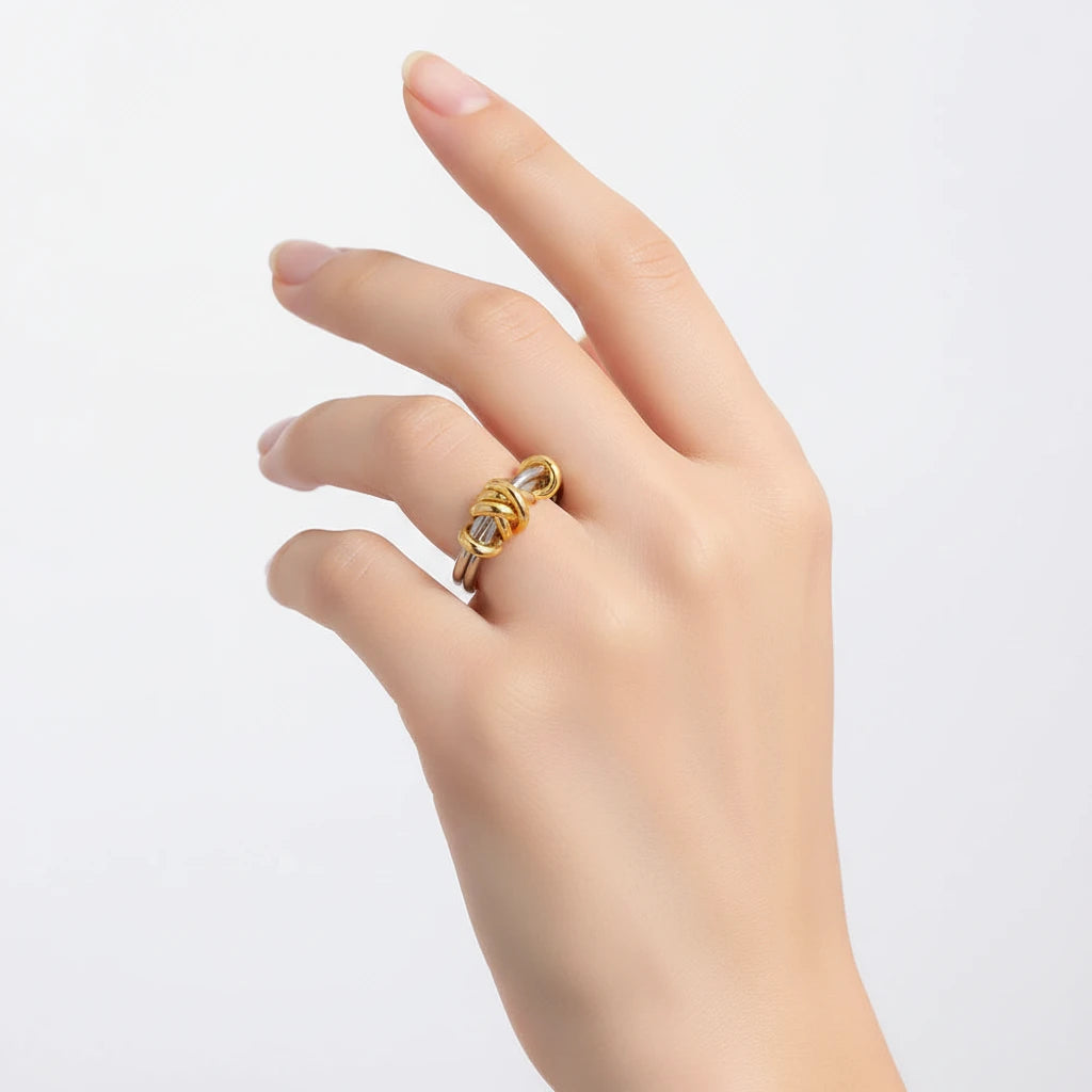 Two Tone Spiral Rope Ring