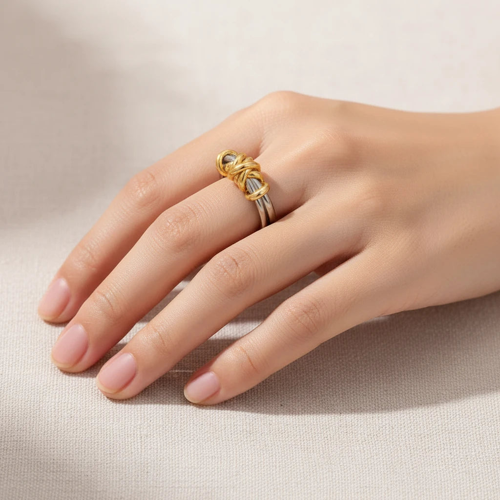 Two Color Rope Spiral Ring