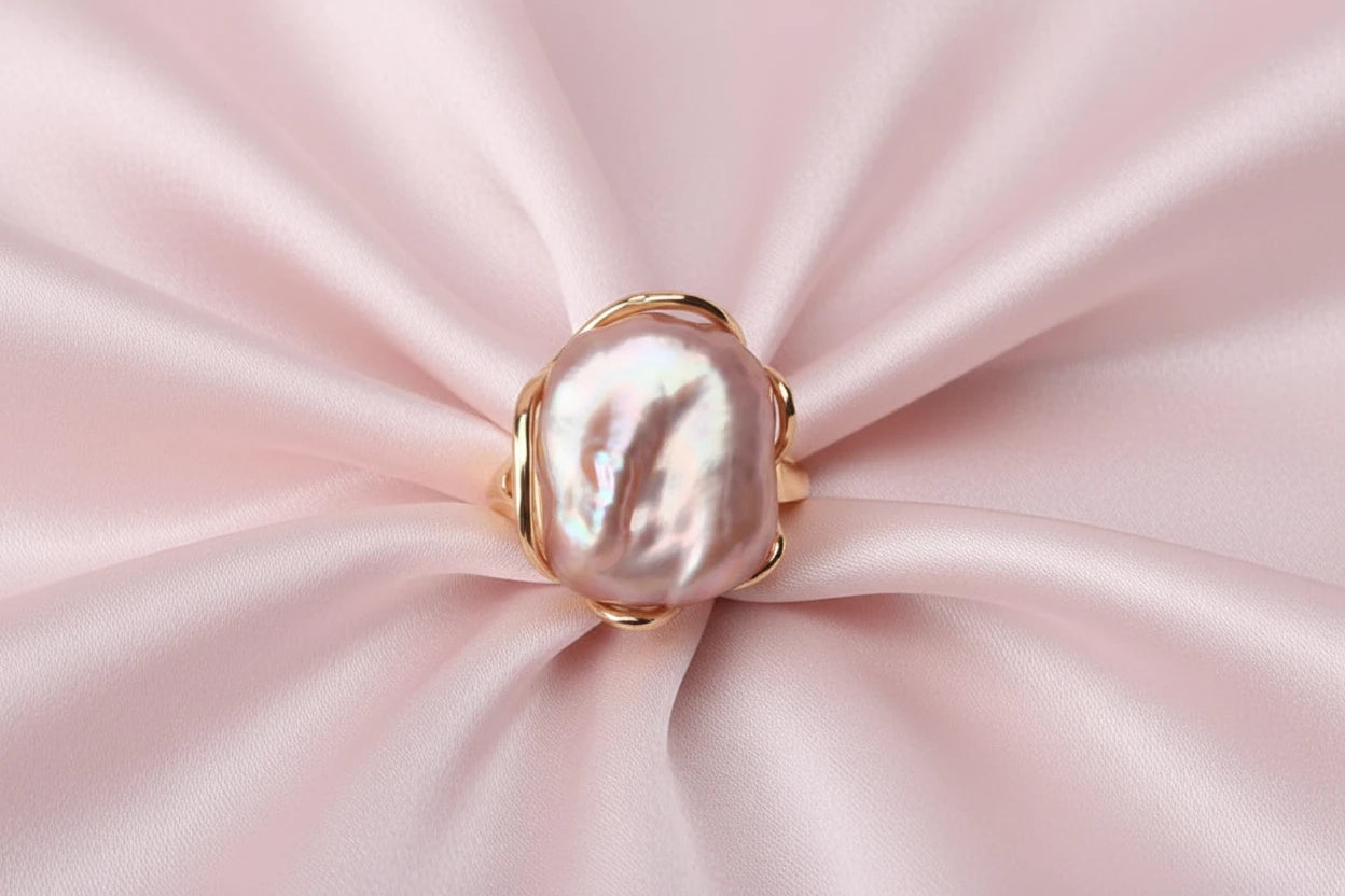Baroque Square Pearl Ring