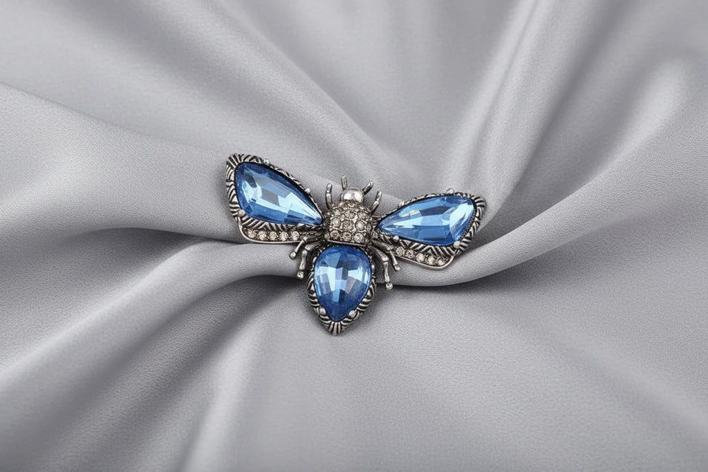 Jeweled Wings Rhinestone Brooch