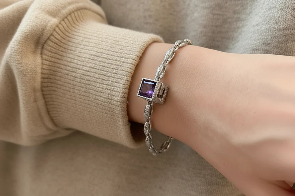 Square Purple Zirconia Bracelet