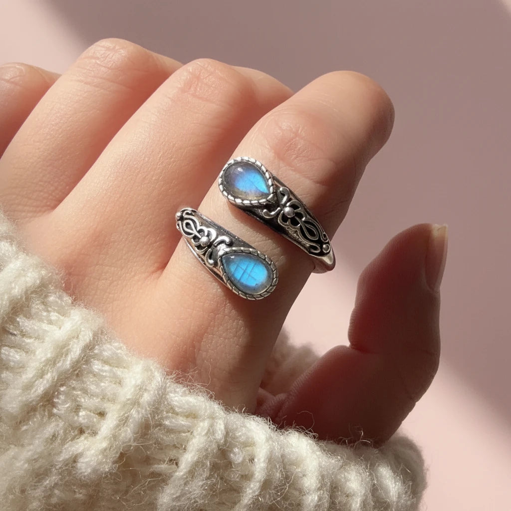 Adjustable Vintage Blue Stone Ring