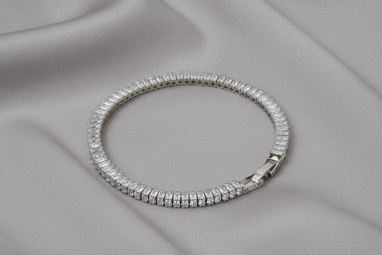 Luxury Rectangular Gemstone Necklace & Bracelet