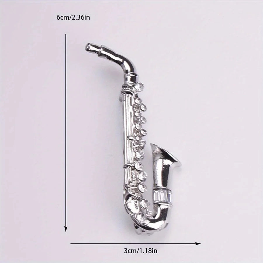 Rhinestone Musical Instrument Brooch