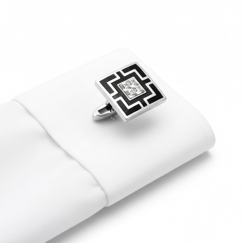 Art Deco Stainless Steel Cufflink