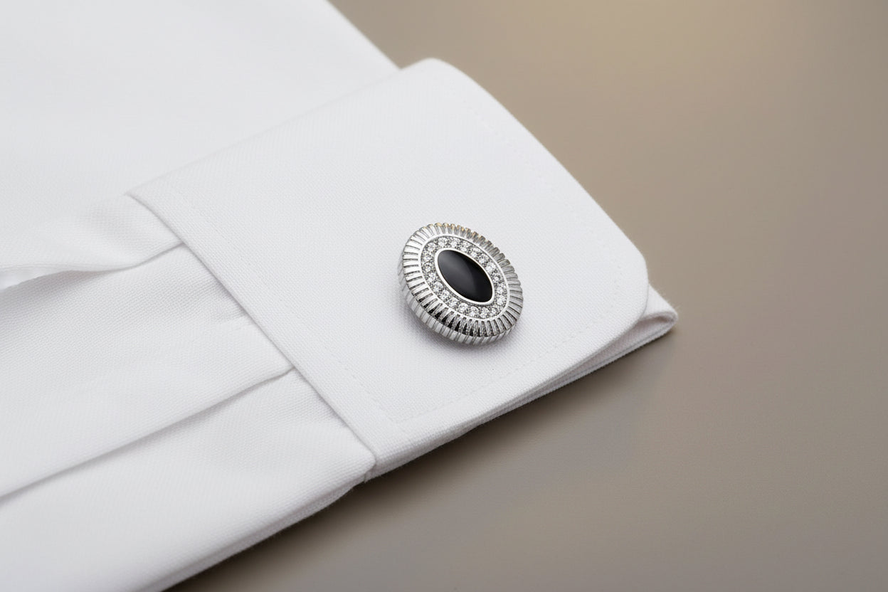Black Oval Diamond Cufflinks